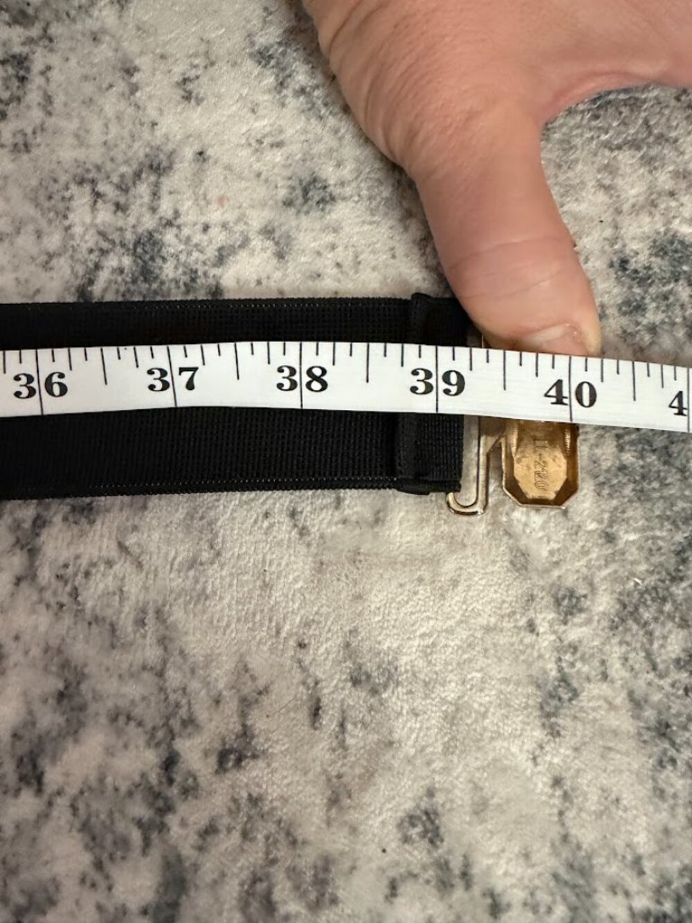 Wide Black Stretch Waist Belt with Gold Statement Buckle - Picture 13 of 13